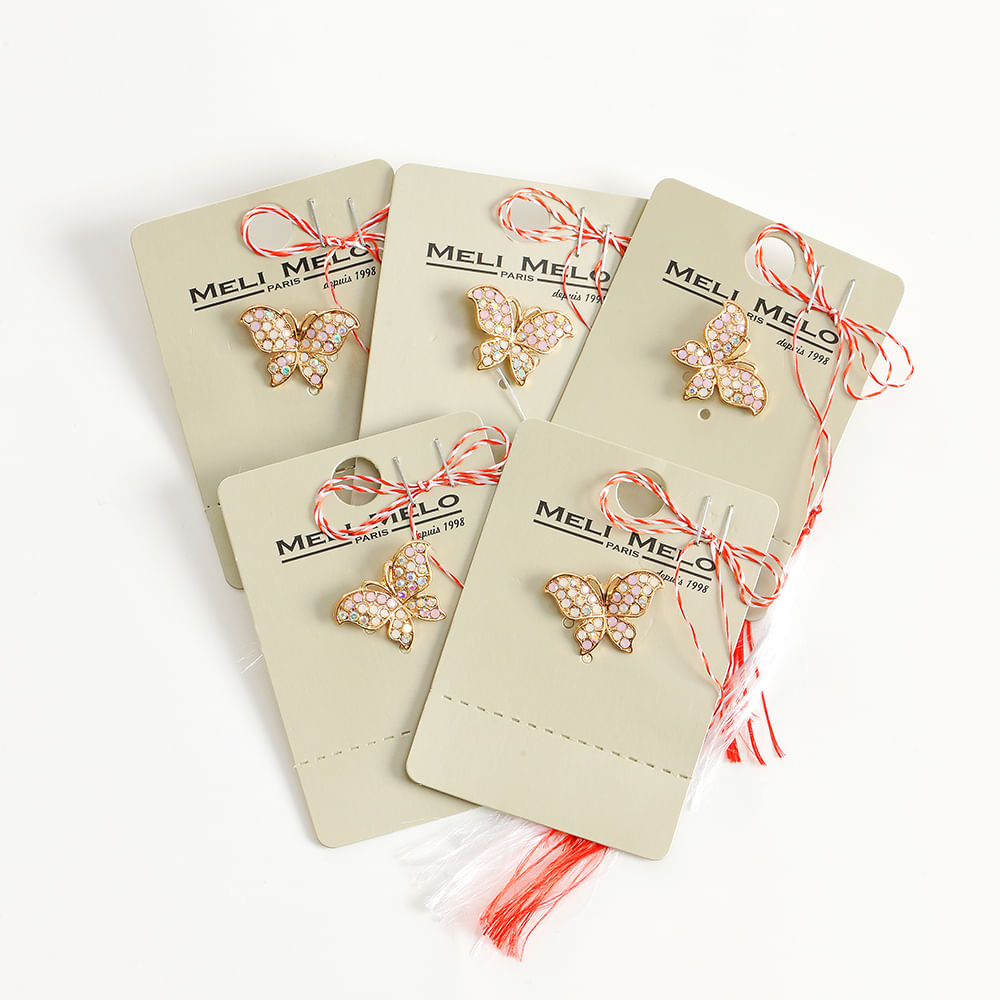 Set 5 brose martisor cu fluturi roz - 1 | YEO