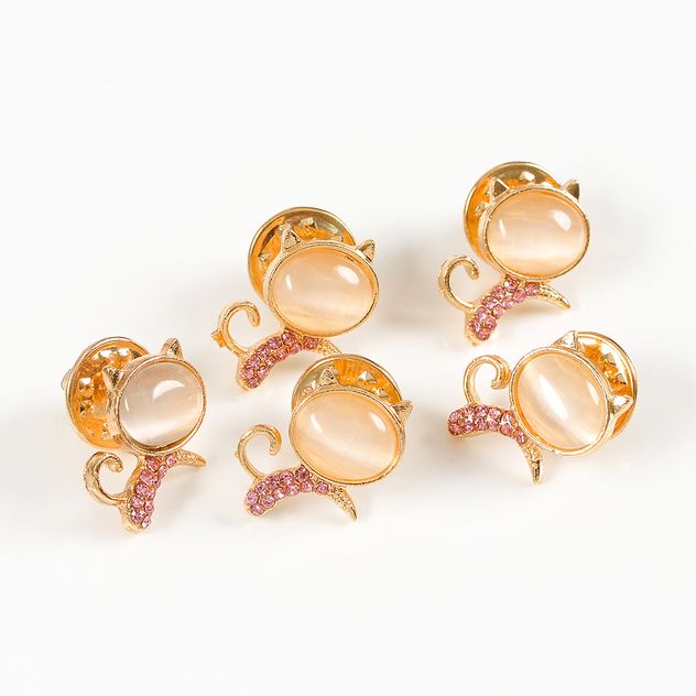 Set 5 brose martisor pisica aurie