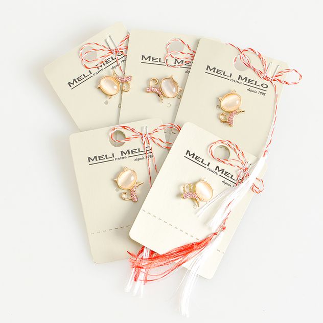 Set 5 brose martisor pisica aurie