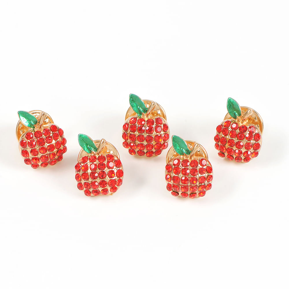 Set 5 brose martisor mar cu pietre rosii