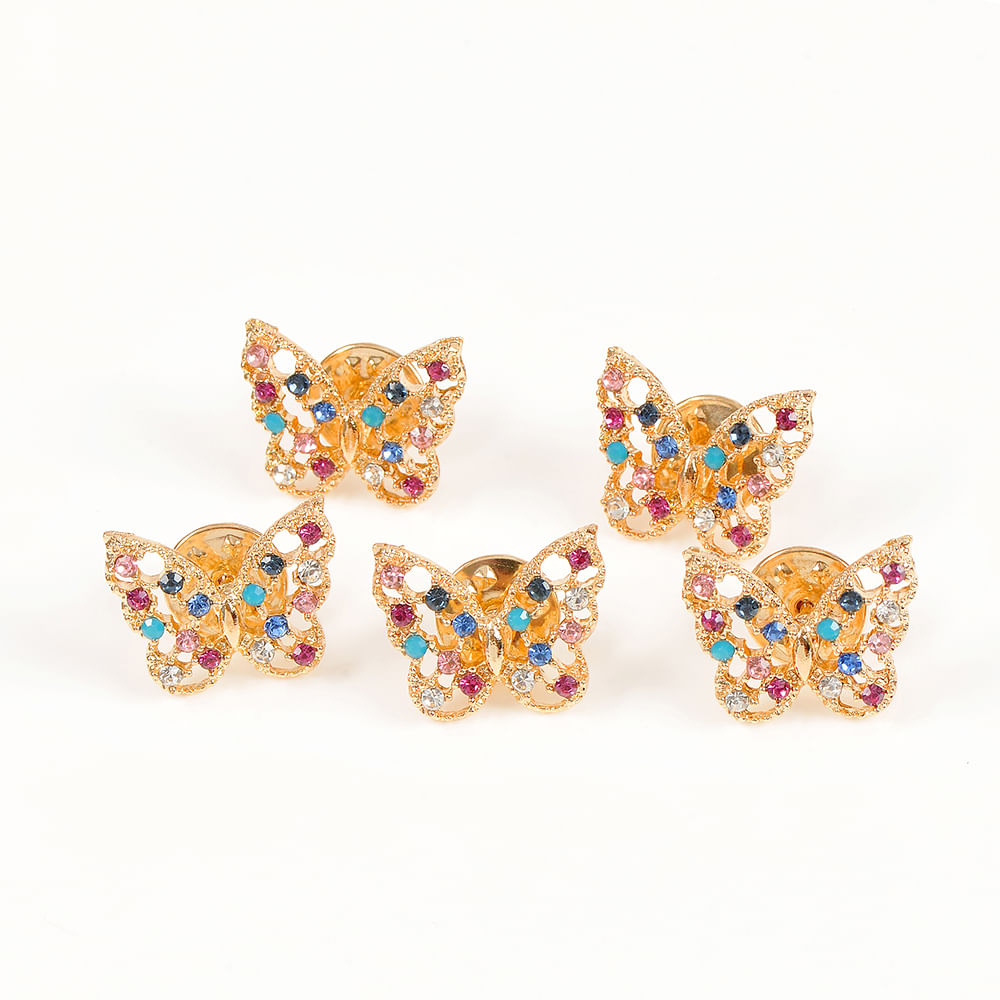 Set 5 brose martisor fluturi cu pietre multicolore - 2 | YEO