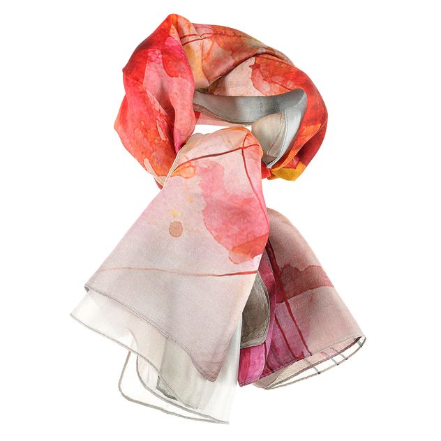 Esarfa matase, imprimeu cu floare multicolora 100 x 100 cm
