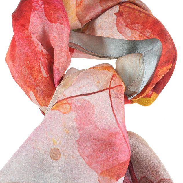 Esarfa matase, imprimeu cu floare multicolora 100 x 100 cm