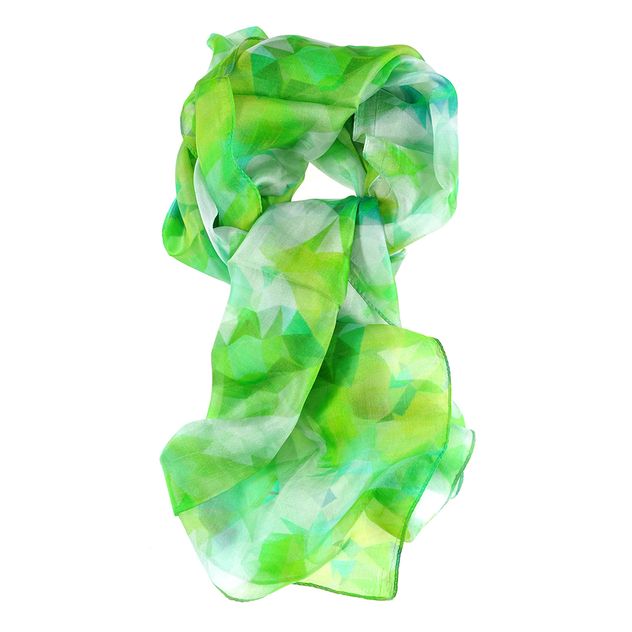 Esarfa matase verde 180 x 50 cm