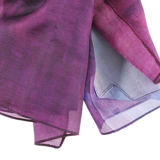 Esarfa matase mov cu flori roz 100 x 100 cm