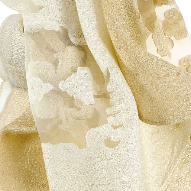 Esarfa cu broderie ivory-maro 180 x 70 cm