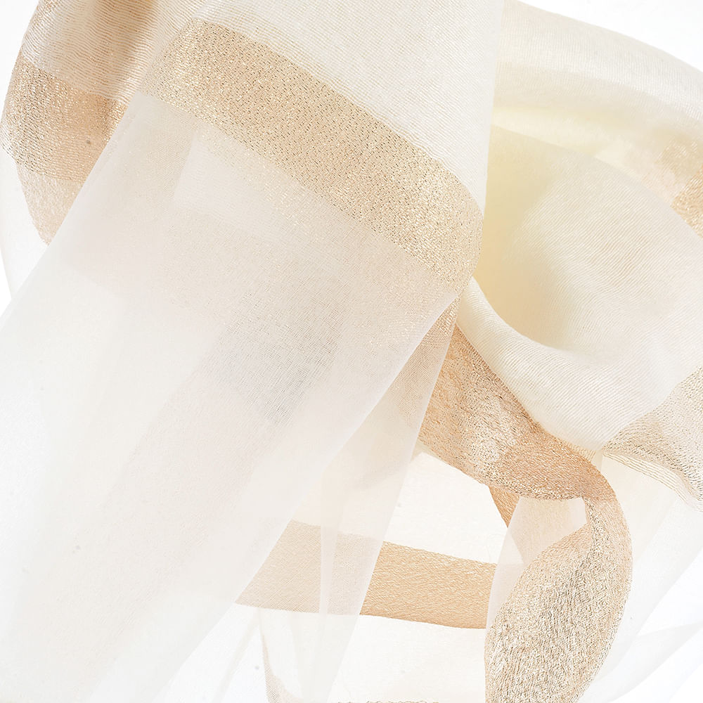 Esarfa ivory cu model auriu - 1 | YEO