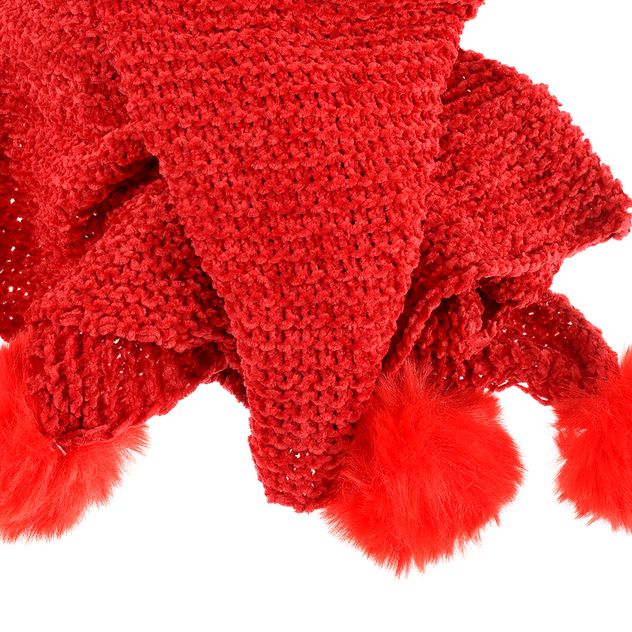 Fular rosu cu ciucuri