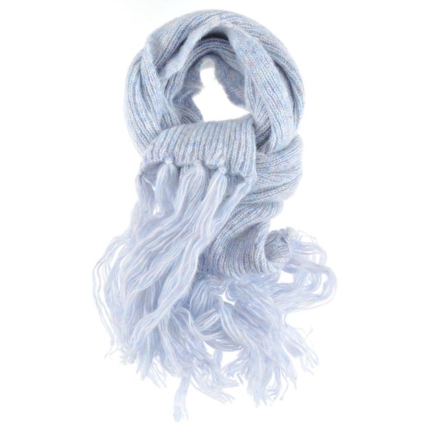 Fular bleu cu franjuri lungi