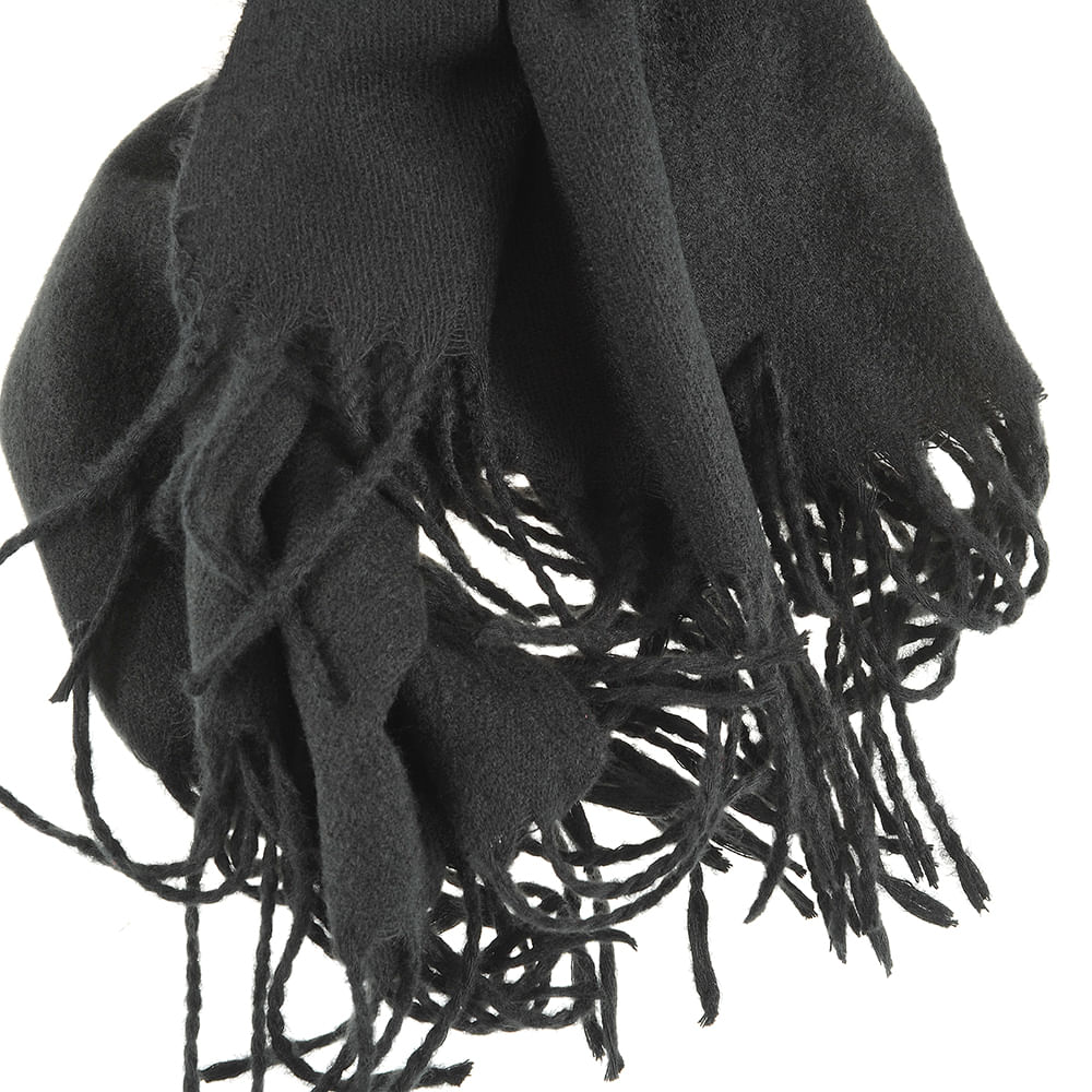 Esarfa neagra cu franjuri 180 x 70 cm - 1 | YEO