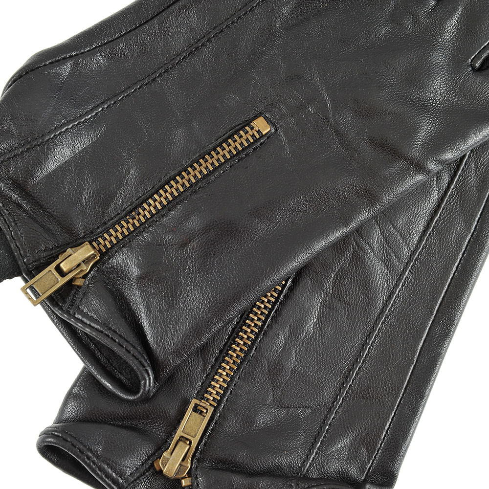 Manusi negre cu fermoar decorativ - 2 | YEO