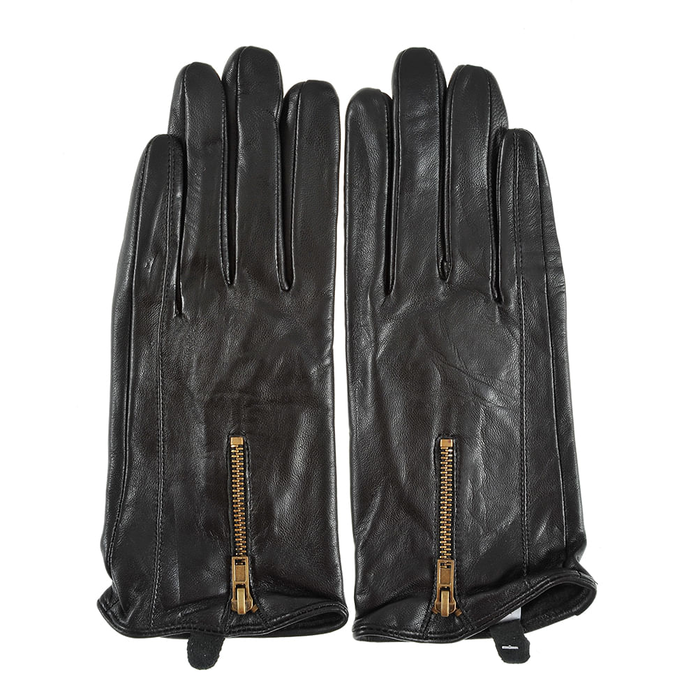 Manusi negre cu fermoar decorativ - 4 | YEO