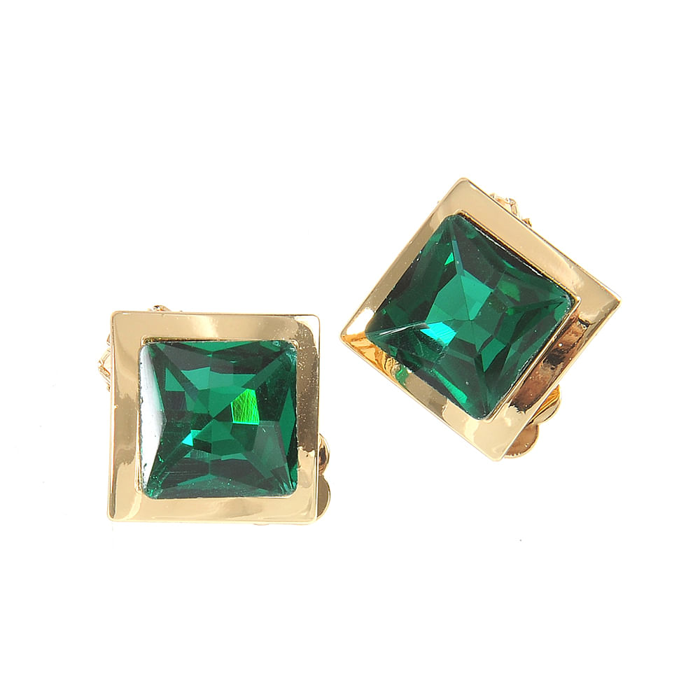 Cercei cu clips si piatra verde - 1 | YEO