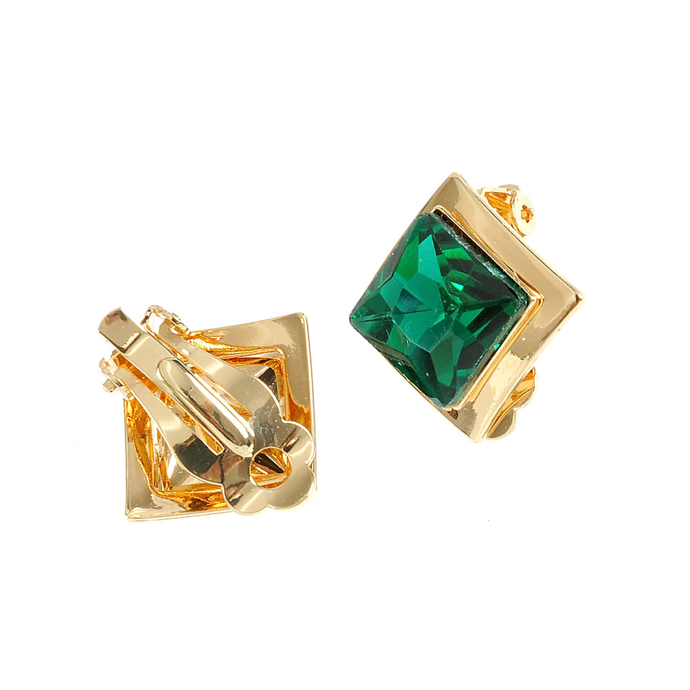Cercei cu clips si piatra verde - 2 | YEO