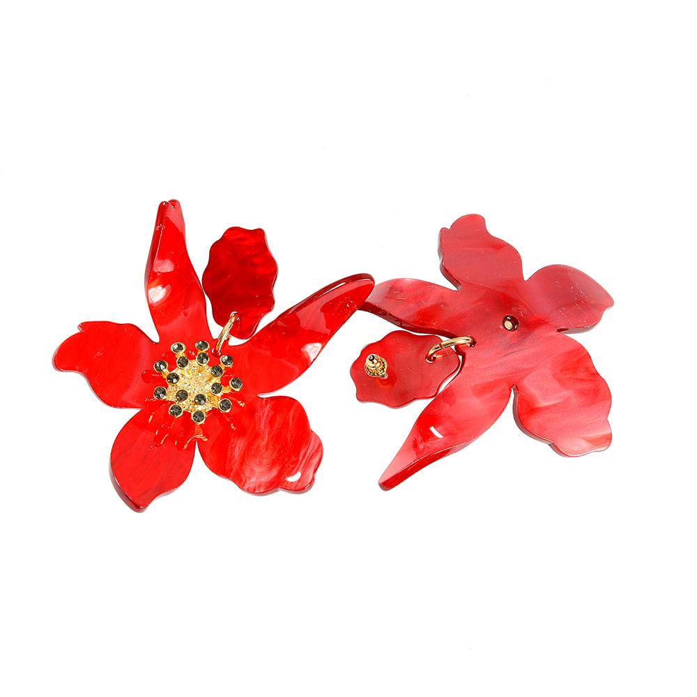 Cercei floare rosie - 2 | YEO