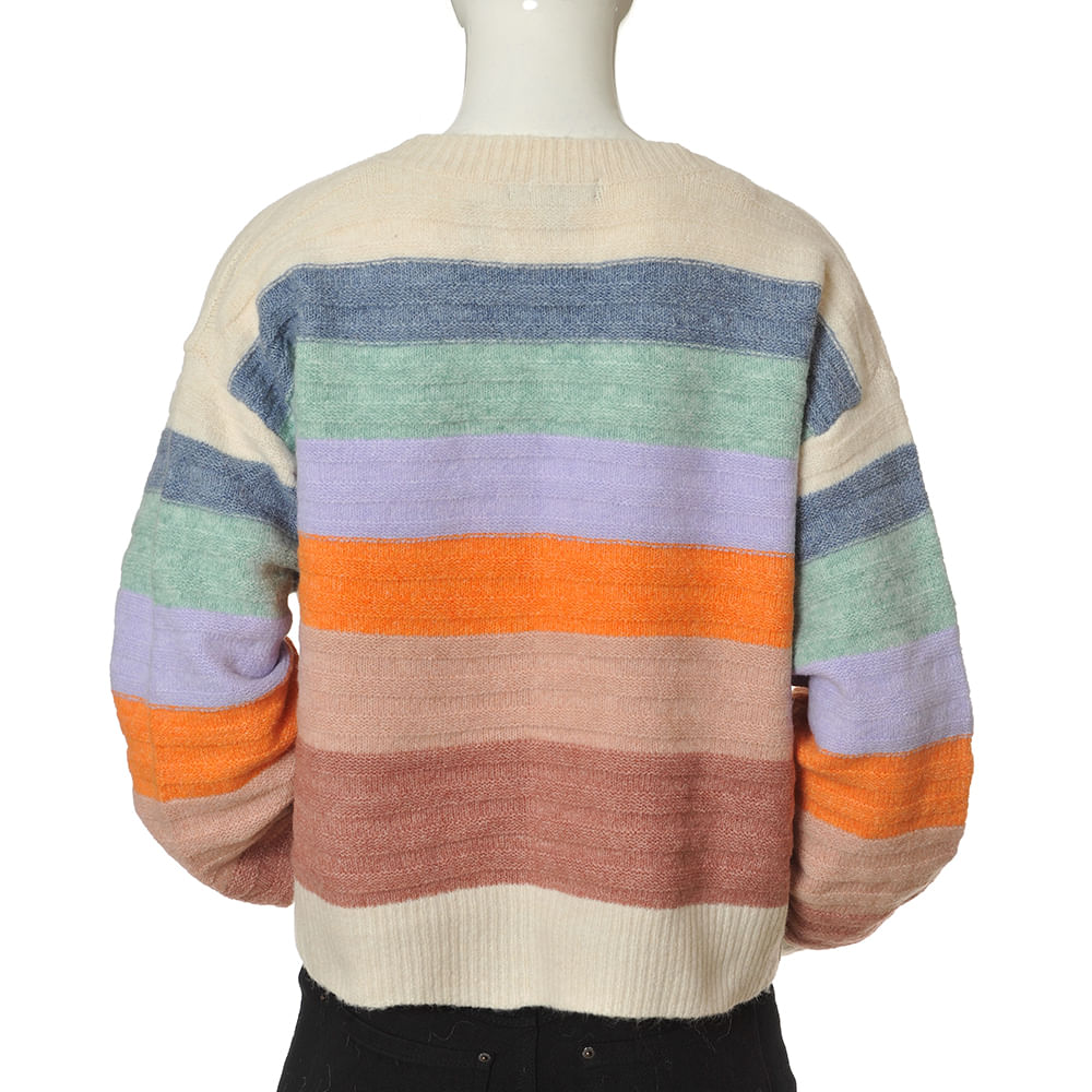 Pulover multicolor cu nasturi - 2 | YEO