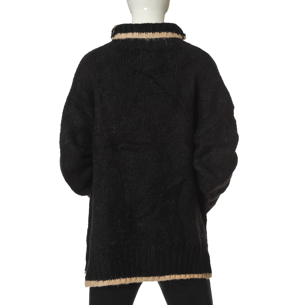 Pulover negru cu guler - 2 | YEO