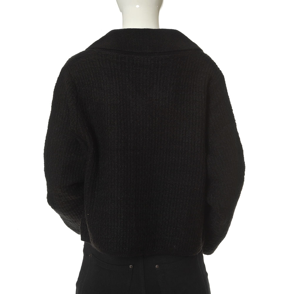Pulover negru cu nasturi aurii - 2 | YEO
