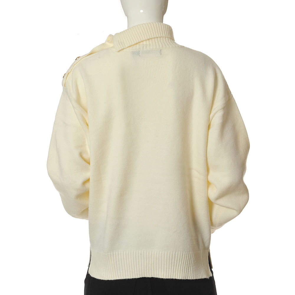 Pulover ivory cu nasturi aurii - 2 | YEO