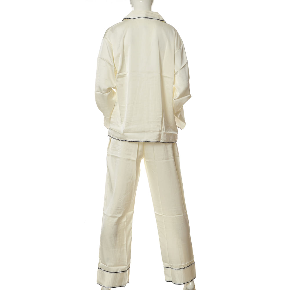 Pijama alba cu maneci lungi - 2 | YEO