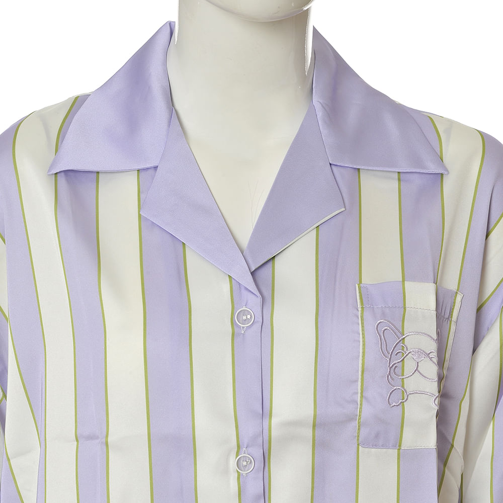 Pijama mov cu maneci lungi - 1 | YEO