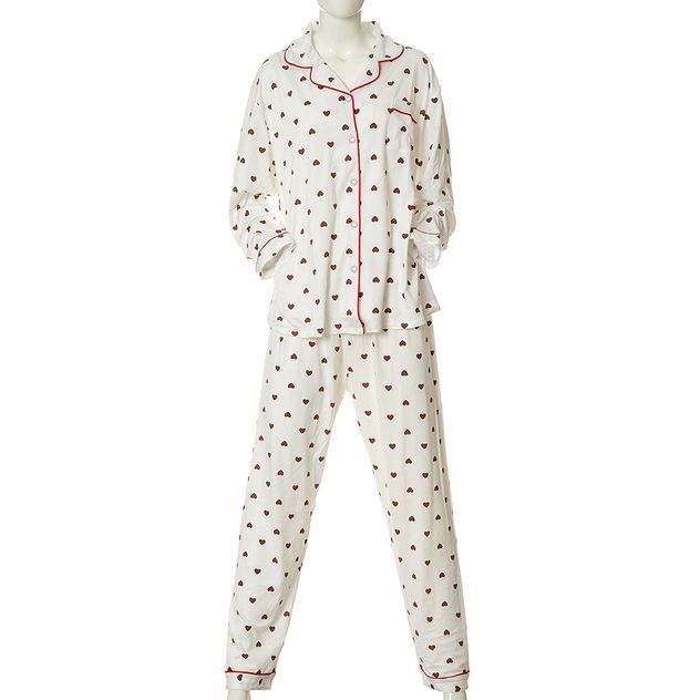 Pijama alba cu inimi