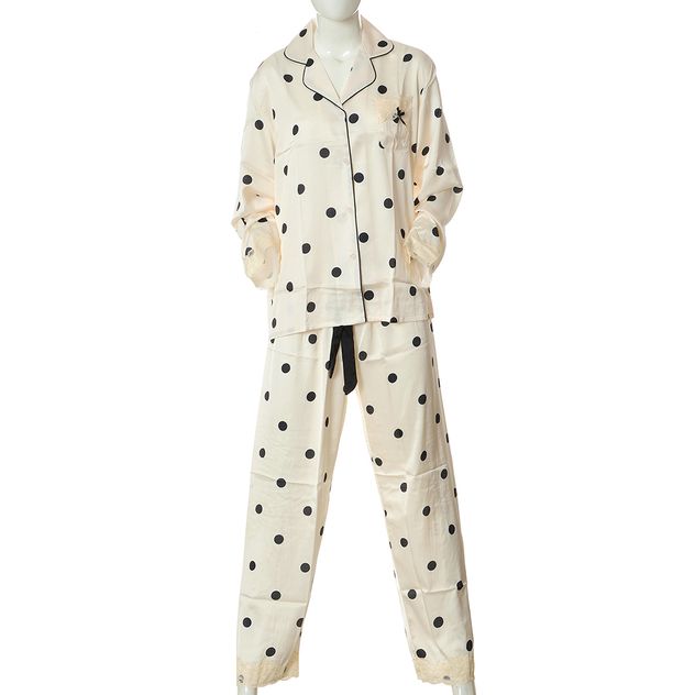 Pijama crem cu buline