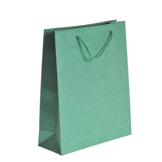 Punga de cadou verde cu sclipici 30 cm