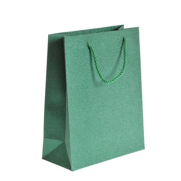 Punga de cadou verde cu sclipici 25 cm