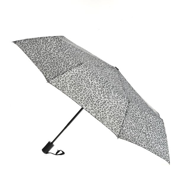 Umbrela pliabila cu imprimeu leopard gri