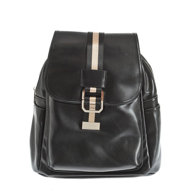 Rucsac negru din piele ecologica cu buzunare multiple