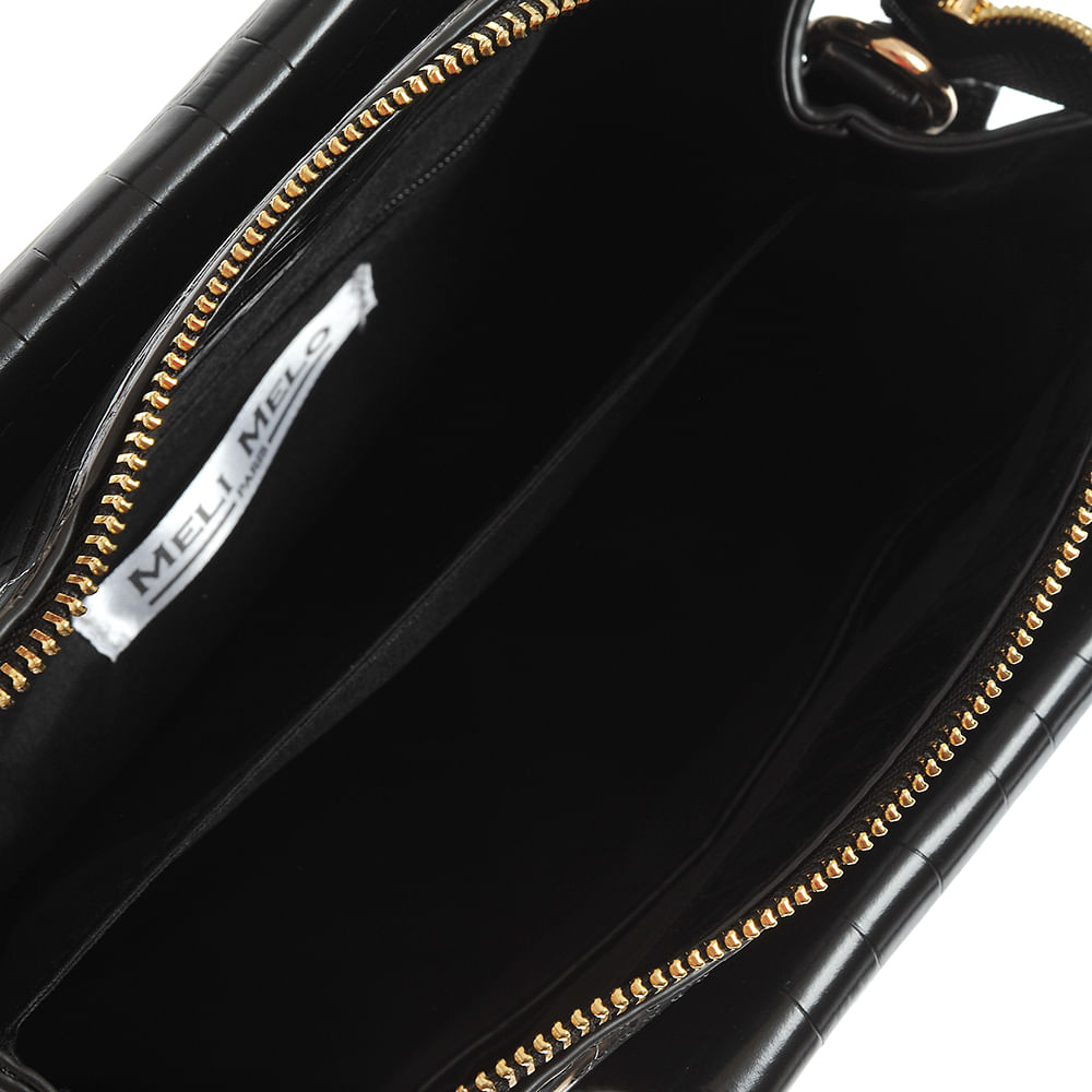 Geanta neagra cu manere fixe si fermoare decorative - 4 | YEO