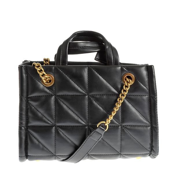 Geanta crossbody neagra cu apect matlasat