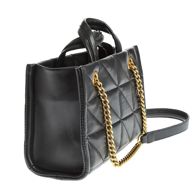 Geanta crossbody neagra cu apect matlasat