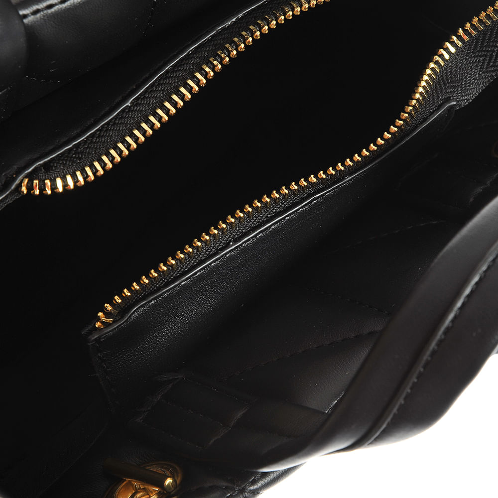 Geanta crossbody neagra cu apect matlasat - 4 | YEO