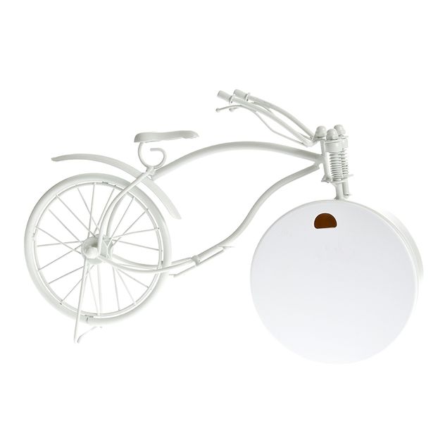 Ceas decorativ de masa in forma de bicicleta vintage alba