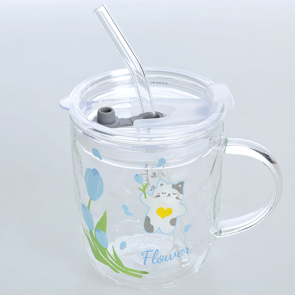 Cana transparenta cu flori bleu - 2 | YEO
