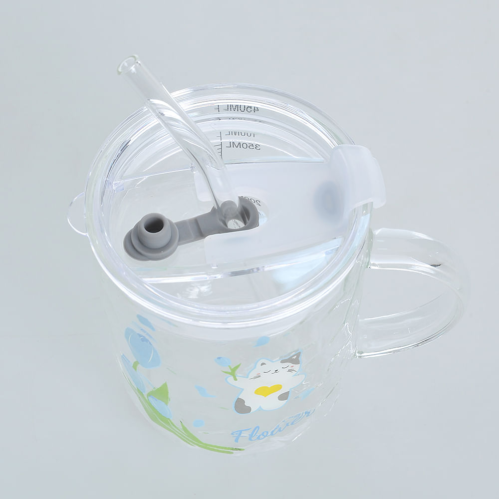 Cana transparenta cu flori bleu - 3 | YEO