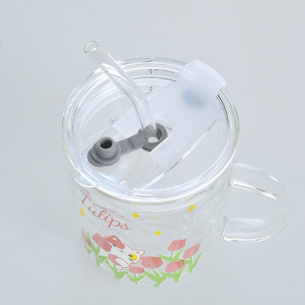 Cana transparenta cu flori roz - 3 | YEO