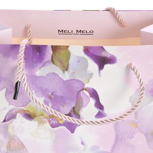 Punga de cadou cu flori mov 33 cm