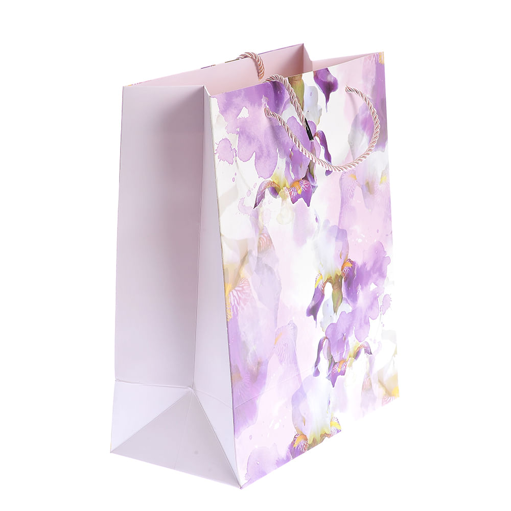 Punga de cadou cu flori mov 33 cm - 2 | YEO