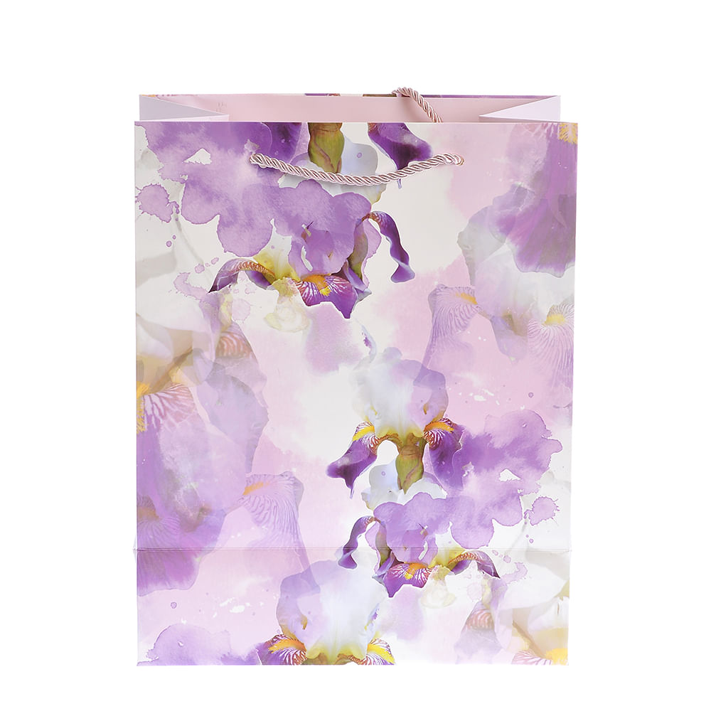 Punga de cadou cu flori mov 33 cm - 3 | YEO