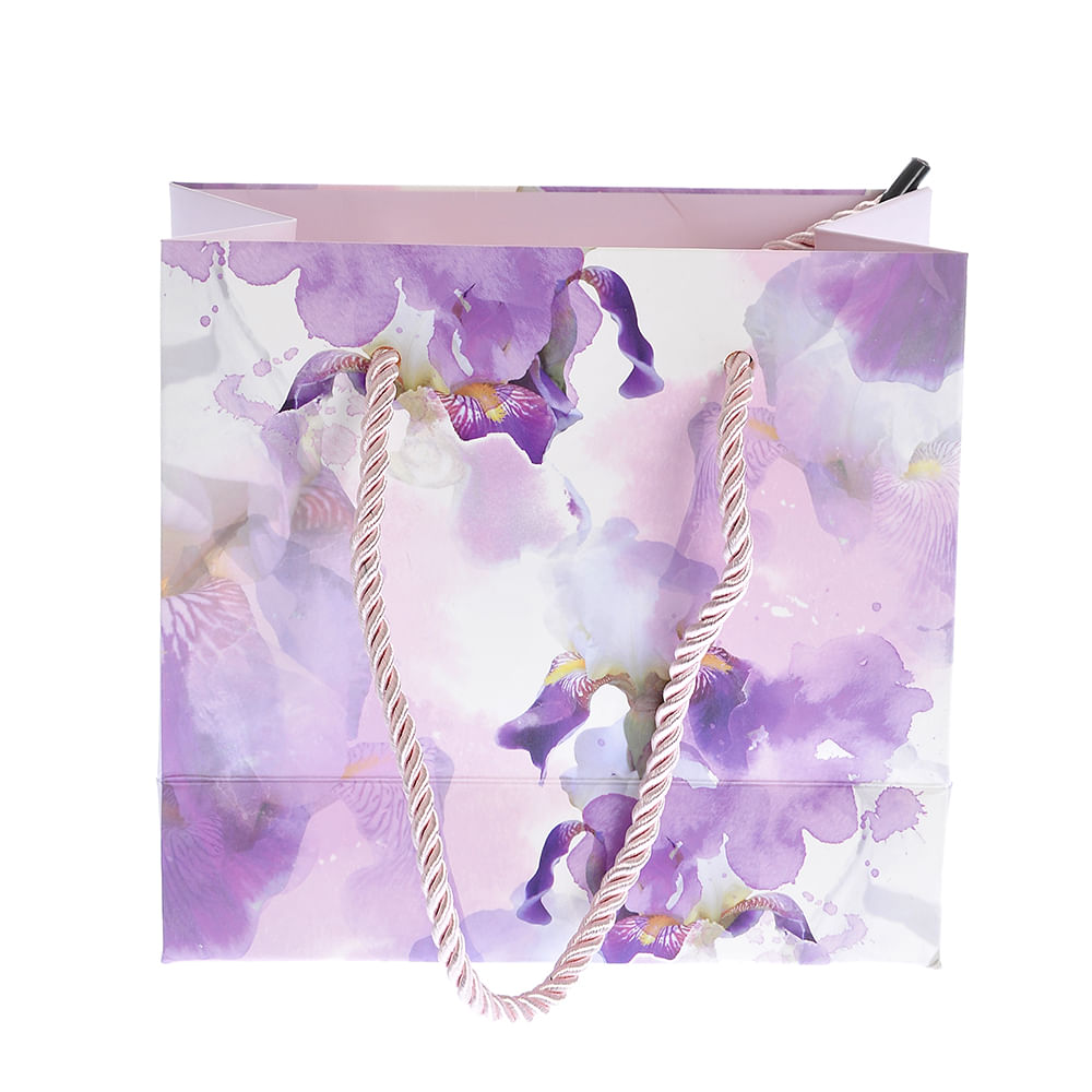Punga de cadou cu flori mov 14 cm - 3 | YEO