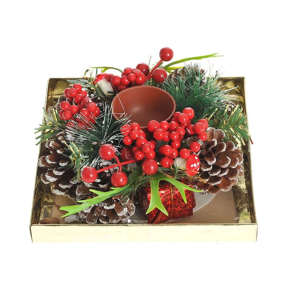 Decoratiune Craciun suport lumanare  15 cm - 2 | YEO