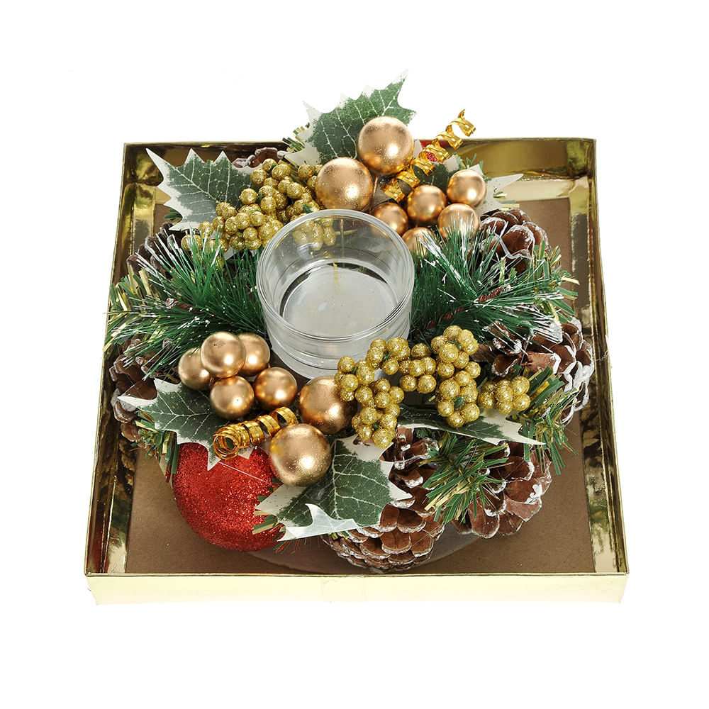 Decoratiune Craciun suport lumanare  17.5 cm - 2 | YEO
