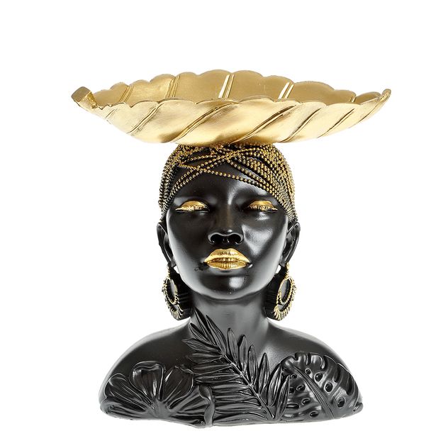 Statueta cu design afro si tava aurie in forma de frunza