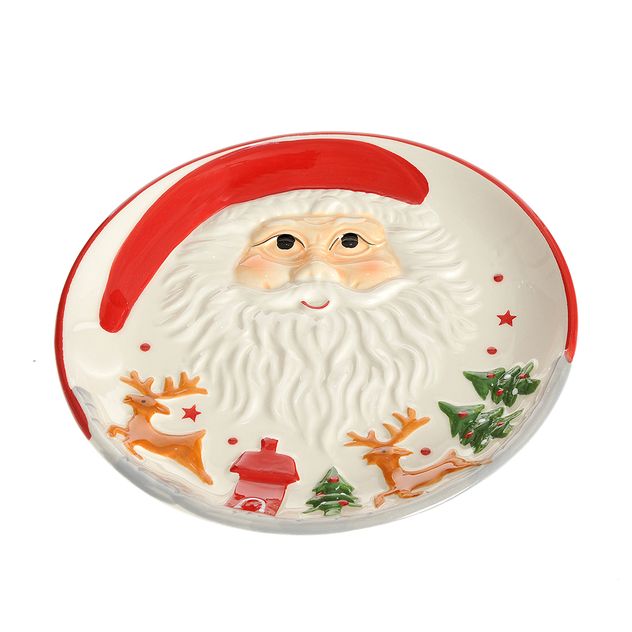 Platou decorativ cu Mos Craciun 20 cm