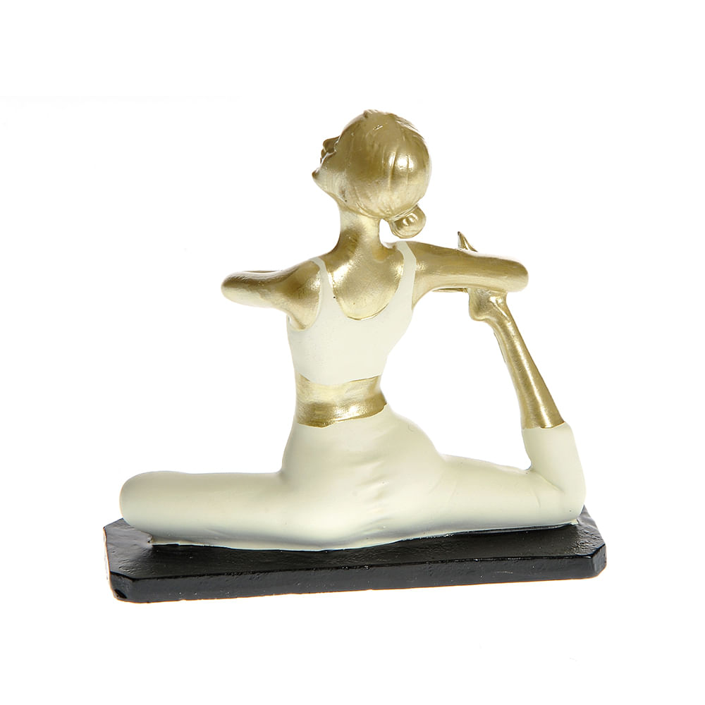 Statueta-decorativa-femeie-in-pozitie-yoga-finisaj-auriu-alb-10-cm - 3 | YEO
