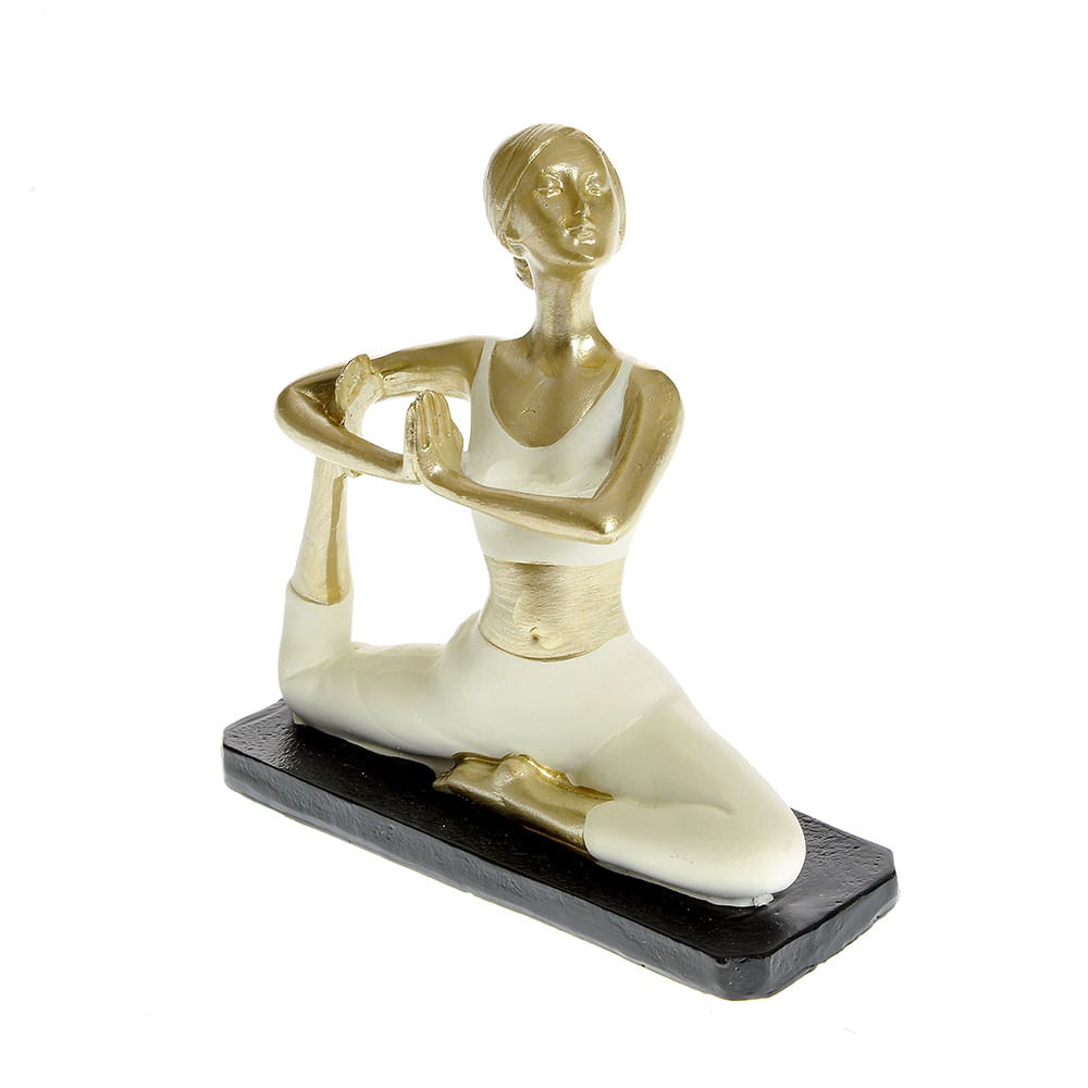 Statueta-decorativa-femeie-in-pozitie-yoga-finisaj-auriu-alb-10-cm - 4 | YEO