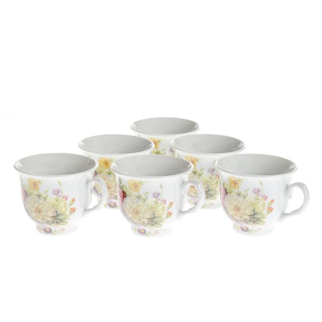Set 6 cesti cu model floral 80 ml